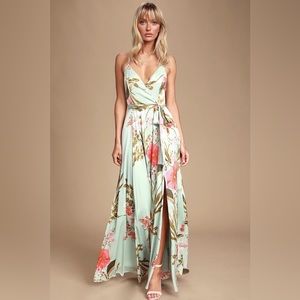 Lulu’s Still the One Floral Maxi Dress Safe Green